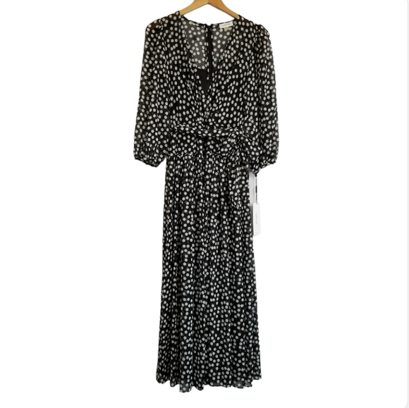 NWT Calvin Klein Black White Polka Dot Maxi Dress Size 2 - Picture 2 of 10